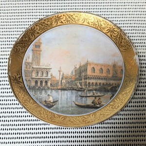 希少レア 当時物 Bavaria Jncisione Oro ババリア 金彩プレート ヴェネツィア ベネチアの風景 金彩 絵皿 飾り皿 飾皿 現状品