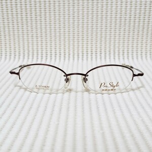 未使用 Pro Style BG-S プロスタイル ズレないメガネ 眼鏡 メガネフレーム ハーフリム チタンフレーム レッド ダミーレンズデモレンズ