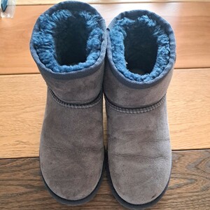 UGG アグ ムートンブーツ ショートブーツ ブルー×グレー 22センチ us5 レディース 靴