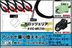 フィルムアンテナ GPS一体型ケーブル セット 地デジ ワンセグ フルセグ カロッツェリア carrozzeria 用 AVIC-MRZ99 対応 高感度