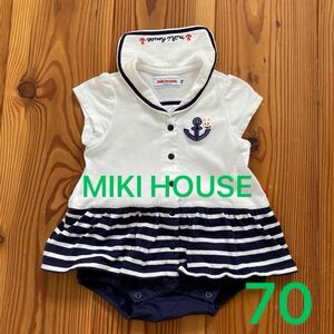 ホームクリーニング済み！ミキハウスMIKIHOUSEマリンセーラー服ロンパース70夏服 子供服 女の子