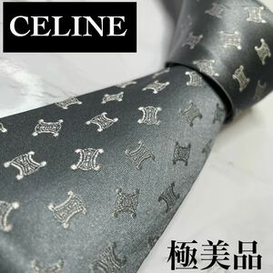 極美品CELINE ネクタイ 現行 マカダム柄　トリオンフ 刺繍 定番 人気