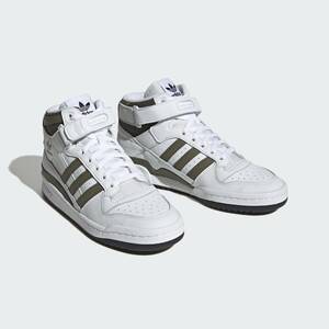 アディダス オリジナルス 27.5cm フォーラム ミッド ホワイト オリーブ adidas Originals FORUM MID メンズ スニーカー 天然皮革