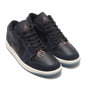 ナイキ 22.5cm ウィメンズ エアジョーダン 1 ロー SE ブラック ネイビー 税込定価15950円 NIKE WMNS AIR JORDAN 1 LOW SE 天然皮革