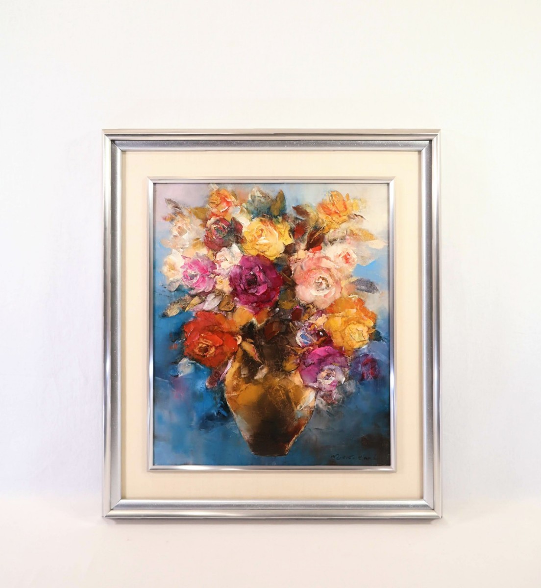 Authentic work by Masahiro Okutani Oil painting Rose Flower 45.5 x 53cm F10 Born in Osaka Prefecture Nikikai Doujin Member of the Japan Federation of Artists Features a rich sense of color that descends from Impressionism 8552, painting, oil painting, still life painting