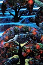真作 アイベン・アール シルクスクリーン「ガーデン・オブ・ドリーム」画 71×94cm 木や森林をモチーフに幻想的で静寂感 アイヴァンド 8578_画像4