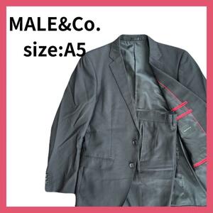 【在庫ラスト1点】スーツ 上下セット MALE&Co. A5 ブラック チェック セットアップ メンズ SU18