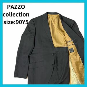【在庫ラスト1点】スーツ 上下セット PAZZO collection 90YA5 ブラック ストライプ セットアップ SU13