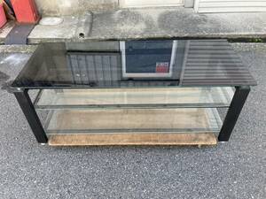 [ used ] Osaka pickup limitation glass table tv board AV rack glass tabletop 3 step sideboard living [KTB1F154]