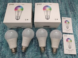 0602u0710　Gosund スマート電球 E26 LED電球 60W相当 8W 800lm 2700K RGB+W調色 4個セット　※同梱不可