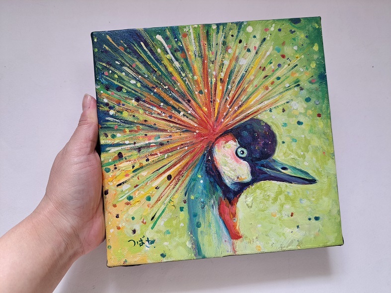 Tsubasa KATOU Tsubasa Kato Original Size Oil Painting Scherzo / Painting Oil Painting Crested Crane Framed, painting, oil painting, animal drawing