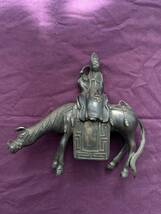 アンティーク　清時代　銅製馬乗老人像香炉　中国_画像1