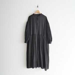 2023AW / maison de soil メゾンドソイル / WOOL COTTON SILK PLAIN BANDED COLLAR SHIRT DRESS ワンピース 1 / INMDS23744 / 2401-0508