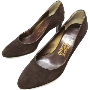 Ferragamo насосы каблука ganchini seder brown show size 5,5 Япония размер 22,5 см. Женская обувь используется Ferragamo