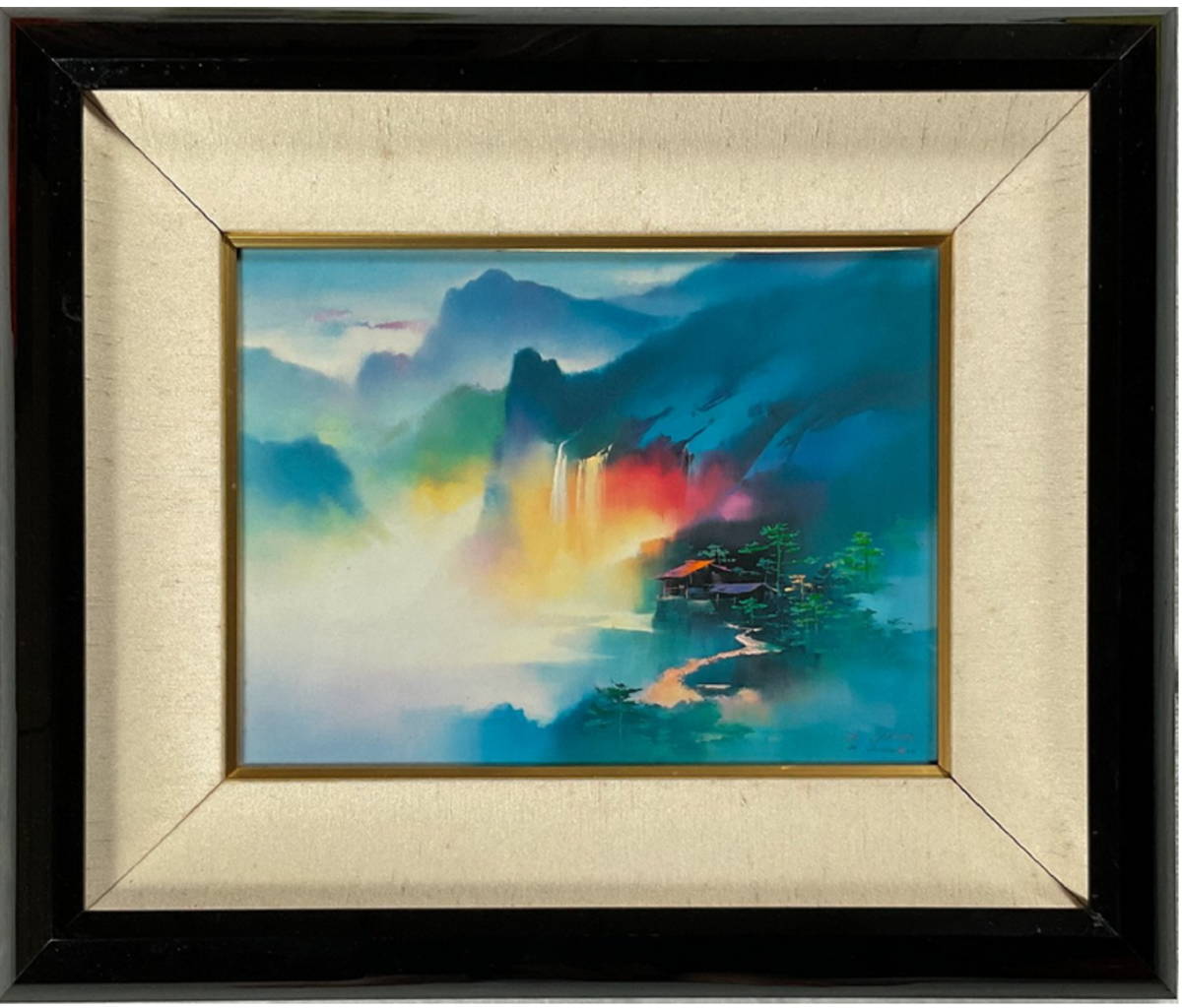 Guaranteed Authenticity Liang Shubang Chinese Painter Size 4 Handwritten Ink Painting Masterpiece Framed Painting Comes with Box Framed Chinese Fine Art Oil Painting Ink Watercolor 0203, painting, Japanese painting, landscape, Fugetsu