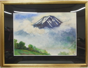 Art hand Auction Guaranteed authenticity Ryozo Yamamoto At Mt. Meiko on the shores of Lake Kawaguchi Watercolor framed P10 Exhibited at Ginza Gallery Japan Art Association member Japan Independent Exhibition, Solo exhibitions etc. 24016, painting, watercolor, Nature, Landscape painting