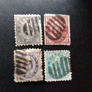 旧小判切手5厘.1銭、2銭、4銭東京ボタ印あり。4枚。