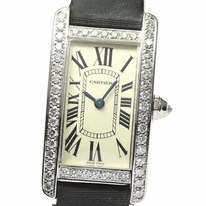  Cartier CARTIER WB707331 Tank American SM K18WG diamond bezel quartz lady's _792354