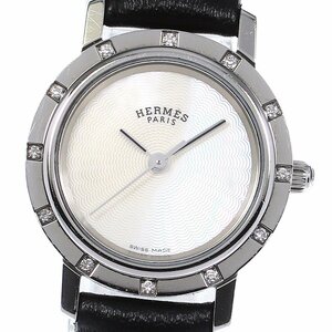 エルメス HERMES CL4.230 クリッパー ナクレ 12P ダイヤベゼル クォーツ レディース 箱付き_801349