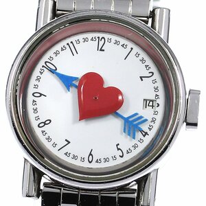  Alain * sill be baby's bib nAlain Silberstein micro Valentine Date self-winding watch lady's box * written guarantee attaching ._800795