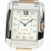 カルティエ CARTIER WT100025 タンクアングレーズLM 11Pダイヤ 自動巻き ボーイズ 良品 _792336_画像1