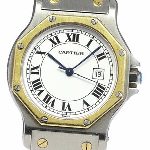 訳あり ベルトジャンク カルティエ CARTIER 81037288 サントスオクタゴンLM YGベゼル 自動巻き ボーイズ _791261の画像1