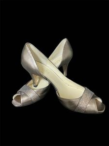 MEDAmeda metallic color silver pumps sandals open tu side open 7cm heel 