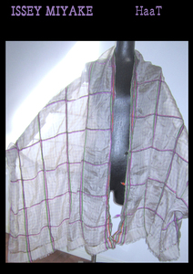 ★美品ISSEYMIYAKE HaaTハート軽く手作業大判薄くスパンコール付スカーフ80×200★プリーツプリーズmeプランテーション132 5 A.POC ABLE