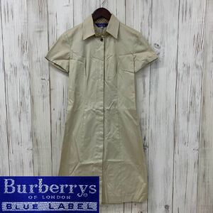 ★◯ BURBERRY バーバリー BLUE LABEL ブルーレーベル トレンチ ワンピース レディース ベージュ サイズ36 ホースロゴ ノバチェック 古着