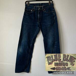 ★BLUE BLUE ブルーブルー メンズ ジーンズ 30インチ 青色 デニムパンツ ジーパン 日本製 綿100% ハリウッドランチマーケットロゴボタン