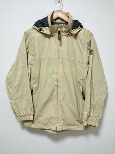 ★S■ AIGLE エーグル レディース ジャケット フード取り外し可 フランス サイズ36 クリーム色 アウター アウトドア ジャンパー ロゴ 刺繍