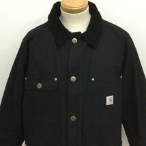 カーハート 103825 DUCK CHORE COAT 12oz ダック チョア コート 襟コーディロイ ブラウンケット裏地 ワークジャケット M 黒 / ブラック_画像4