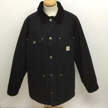 カーハート 103825 DUCK CHORE COAT 12oz ダック チョア コート 襟コーディロイ ブラウンケット裏地 ワークジャケット M 黒 / ブラック_画像1