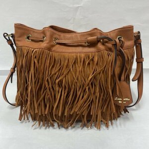  Samantha Thavasa fringe fake leather shoulder bag shoulder bag inscription less tea / Brown plain 