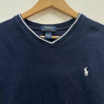 ラルフローレン POLO RALPH LAUREN 半袖 Tシャツ Vネック リブライン ワンポイント 刺繍ロゴ NVY XL 18-20 Tシャツ Tシャツ XL_画像3