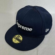 シュプリーム 18SS Mesh Box Logo メッシュ ボックスロゴ New Era ニューエラ 6パネル キャップ 帽子 帽子 - 紺 / ネイビー_画像1