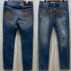 ビリオネア・ボーイズ・クラブ BILLIONAIRE BOYS CLUB Saros Slim Jeans 831-1100 刺繍ロゴ クラッシュ スキニー デニム 32 32インチ