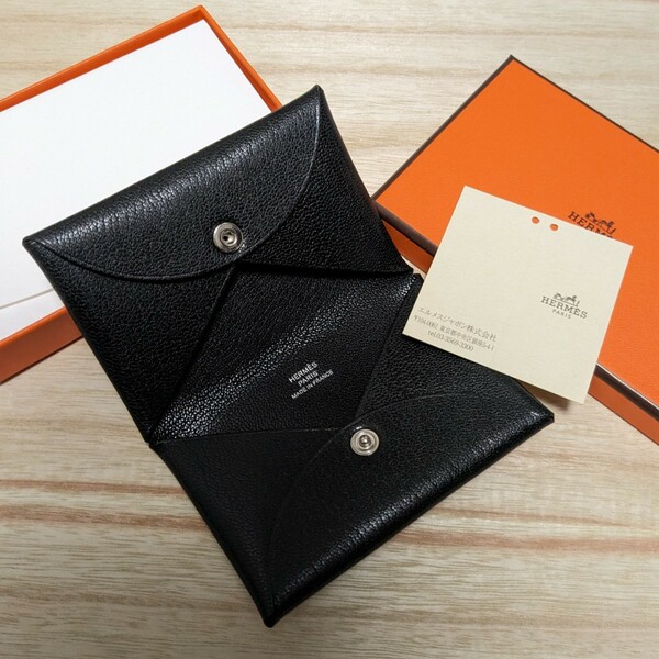 【国内正規品】HERMES Calvi ノアール エルメス カルヴィ カードケース シェーヴル・シャム 黒 ブラック【新品】