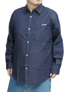【新品】 3L ネイビー GERRY(ジェリー) デニムシャツ メンズ 大きいサイズ 4.5oz ロゴ 刺繍 プリント 長袖シャツ