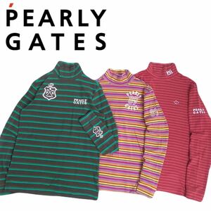 最高級 フワフワ3点 PEARLY GATES 蓄熱保温 ストレッチ 長袖シャツ モックネック インナー レディース1 パーリーゲイツ ゴルフウェア240213