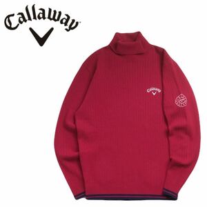 特大LL 美品 近年新作 フワフワ callaway 蓄熱保温 モックネック ケーブル編み ニット セーター メンズ キャロウェイ ゴルフウェア 2401212