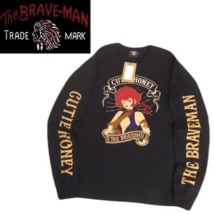 新品タグ付 圧巻 豪華刺繍 THE BRAVEMAN × キューティーハニー フルデコ 長袖Tシャツ ロンT メンズL ブレイブマン バンソン 黒 240289