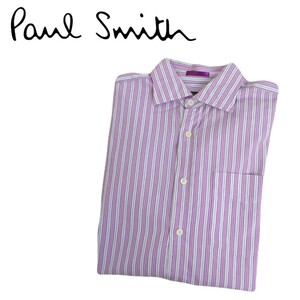 極美品 年中対応 Paul Smith The British collection ストライプ 花柄 長袖シャツ ドレスシャツ ワイシャツ メンズM ポールスミス 2402130