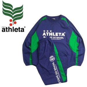 極美 撥水防風 ATHLETA ビッグロゴ ストレッチ ナイロン ジャージ ピステ 上下セット セットアップ L アスレタ サッカー フットサル2402179