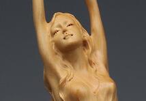 新作 ヌード 女性像 裸婦像 東洋彫刻 天然木 置物 職人手作り 柘植製高級木彫り_画像6
