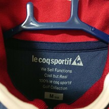  le coq sportif GOLF ルコック ゴルフ スポーツ トレーニング ウェア シャツ 半袖 ポロシャツ ハーフジップ 白 ネイビー 赤 ボーダー M _画像6