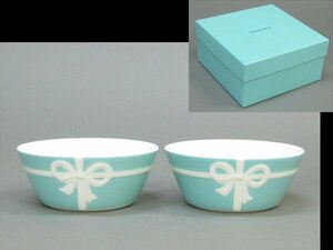 【心庵】ティファニー　TIFFANY　リボン柄 ／サラダボール　２客　ケース入　H001