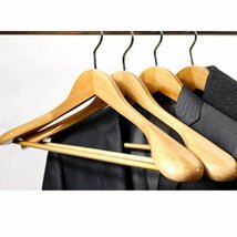 ハンガー 木製ハンガー 6本セット 衣類ハンガー 洋服ハンガー メンズ レディース ズボンバーが付いた衣類ハンガー 360度回転 ブラウン_画像5