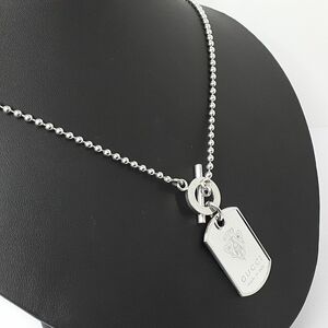  Gucci колье серебряный 925 GUCCI персональный медальон 50cm SILVER925 новый товар с отделкой *3105/ высота . магазин T