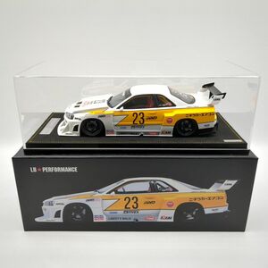 INNO Models LB-ER34 NISSAN SKYLINE LBWK R34 SUPER SILHOUETTE HOSHINO RETRO LIVERY ホワイト×イエロー 1/18 ミニカー ◆3109/宮竹店